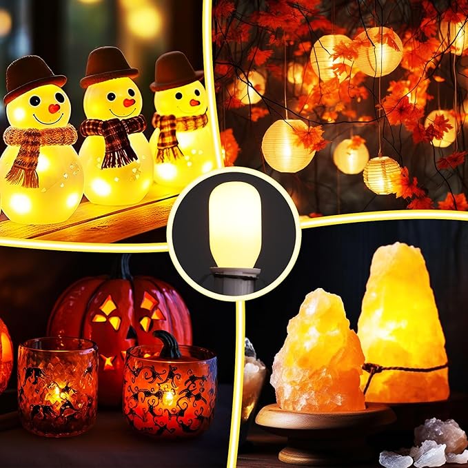 Leelosp 3 Pack Accessory Cord with LED T20 Light Bulb, 13FT Light Cord Blow Mold White Bulb with On/Off Switch Female Plug Clip for Christmas Village Houses Trees Crafts Lamp Holiday