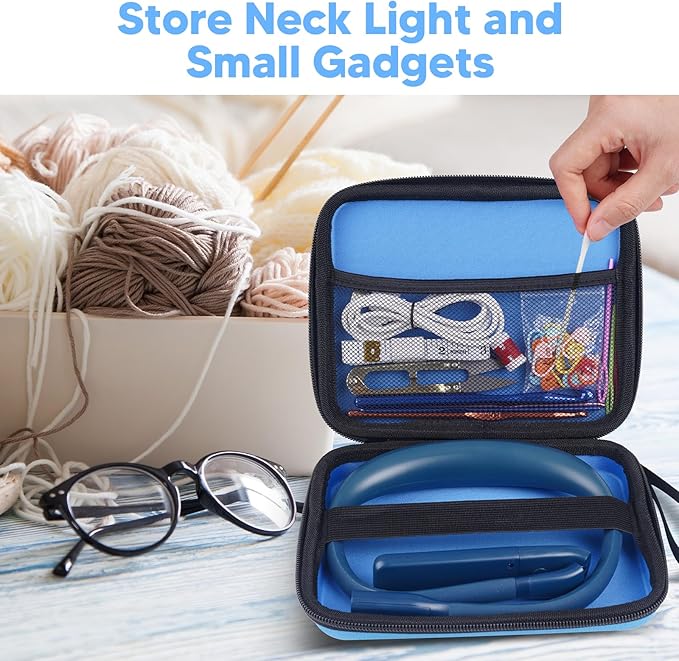 LED Neck Reading Light and Crafting Lamp with Blue Storage Case, Ideal for Book Lovers, Readers, Crafters and Outdoor Enthusiasts, Perfect for Reading, Sewing, Camping, Crocheting, Walking at Night