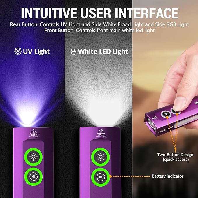 Wurkkos HD01 UV Flashlight(Purple) & TS11 EDC Flashlight(Orange)