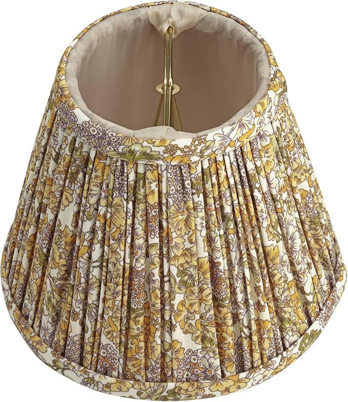 Springcrest Nelle Yellow Floral Cottage Core Pleated Shade 3.5x6x5 (Clip-On) - Springcrest