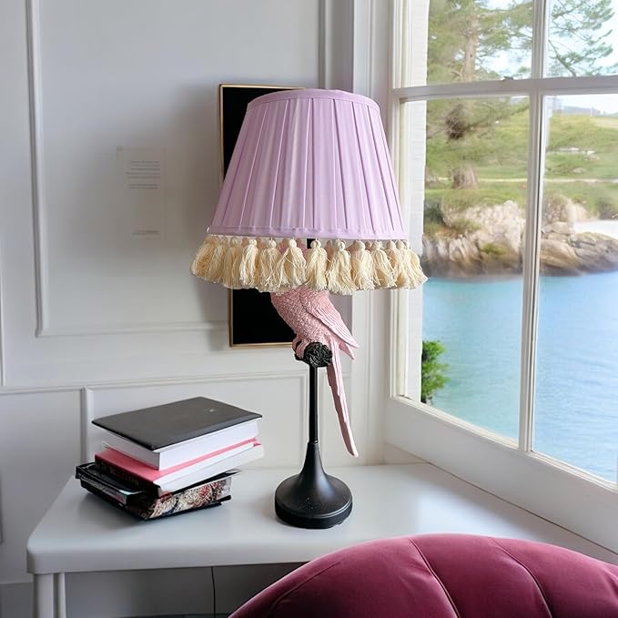 Tristan Home Round Pleated Lamp Shade with Tassels 9 x 14 x 12inches (Lavender)