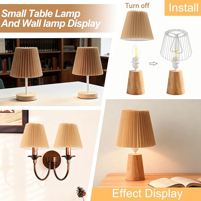 Small pleated lampshade chandelier shades set of 6. Lampshade for Wall Lamp.chandelier shades.small table lamps.For Cutting Edge bulbs.light bulb shade.chandelier light covers.4" X 5" X 6"