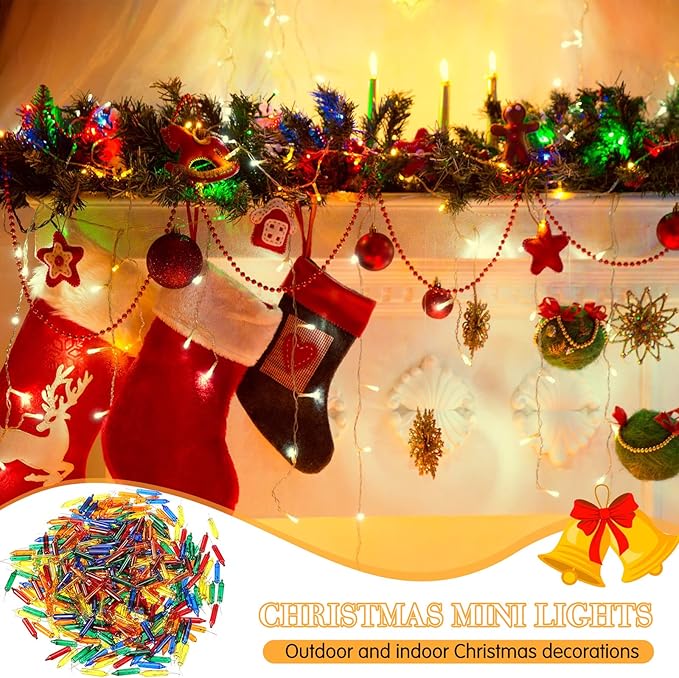 Mudder 500 Pcs Christmas Tree Replacement Light Bulbs 2.5v Christmas Light Bulbs Incandescent Xmas Decorative Replacement String Lights Outdoor Indoor(Red Yellow Blue Green Orange)
