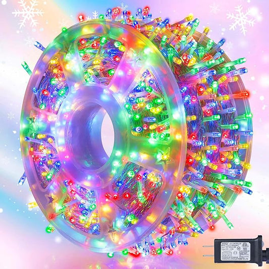weillsnow 164 FT 500 LED Christmas Lights Outdoor, Waterproof Christmas Fairy Lights with Timer, Plug in Multicolor LED String Lights with 8 Modes for Bedroom Wedding Party Xmas Decoration