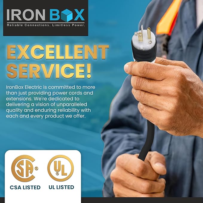 IronBox Electric NEMA 5-20P to 5-20R Extension Cord - 20A, 125V, 12/3 SJT - Heavy Duty Outdoor Generator Cords & Plugs - UL Listed Extension Cable for Data Centers, Camper & More (6 ft, Custom Built)