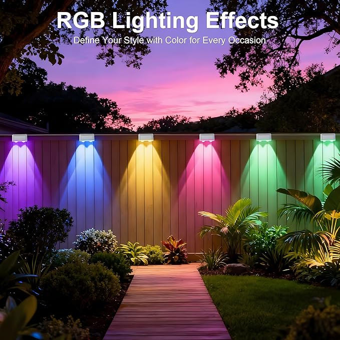 Outdoor Deck Lights, 16 Lights Smart Fence Lights Compatible with Alexa & Google Home, IP65 LED Patio Deck Lighting with Remote, Fence Lighting Music Sync for Patio Yard Garden(104.8ft)