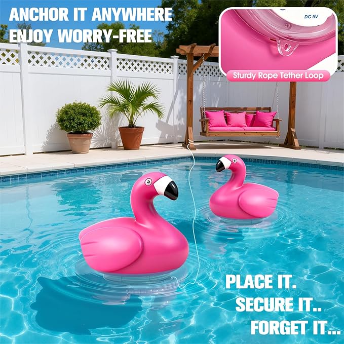 Floating Pool Lights,Upgraded Flamingo Pool Lights that Float,Rechargeable LED Floating Lights for Inground Above Ground Pools,IP68 Waterproof Pool Lighting with Remote,Lights for Hot Tub,Party,1 PC