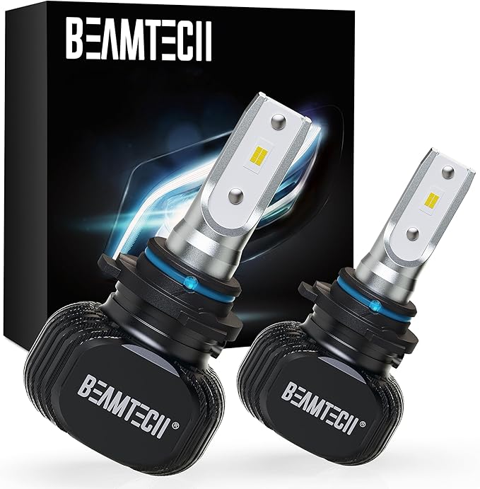 BEAMTECH 9006/HB4 Bulbs, S1 Series Fanless Fog Light 300% Brighter 6500K Xenon White, 2 Bulbs
