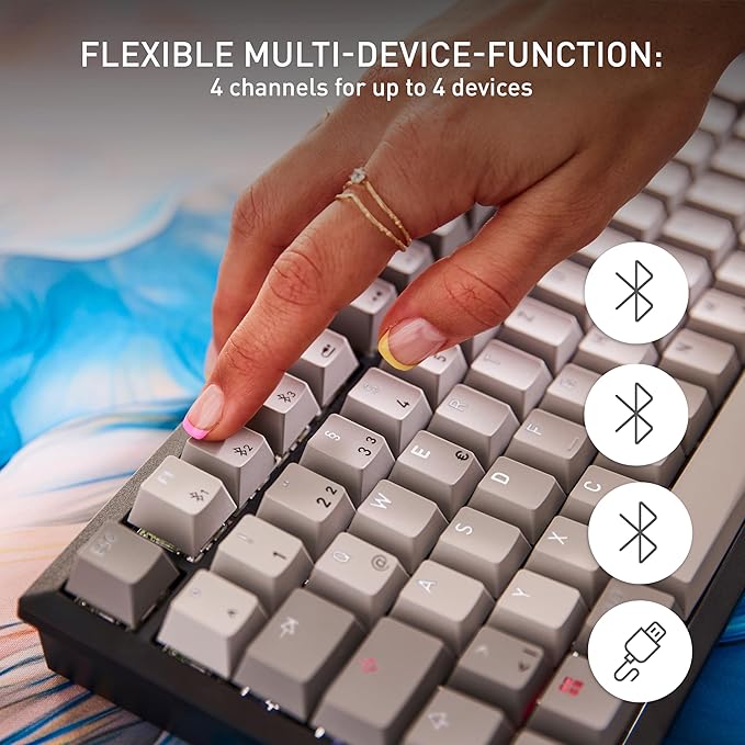 Cherry KW 300 MX Black Mechanical Keyboard | Compact hot-swappable | Sound-Proofed housing | Multi Connection | MX2A Brown Switches