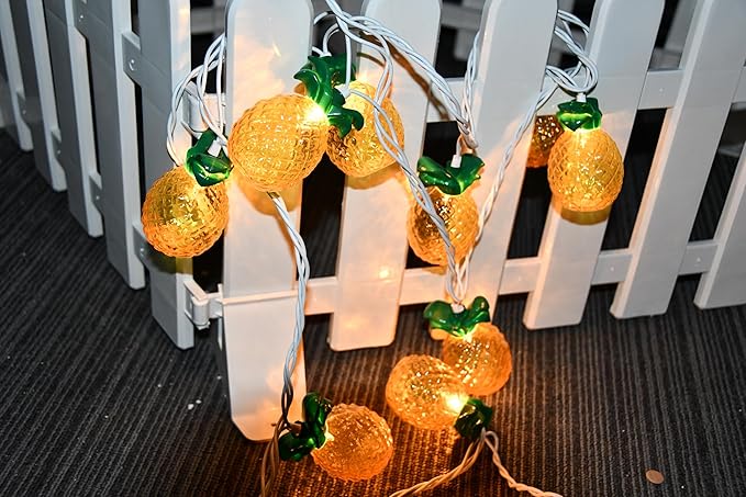SUNSGNE Pineapple String Lights, Outdoor String Light with 10 Pineapples, Outdoor Indoor Party Lights, Summer Patio String Lights, Pineapple String Mini Incandescent Light, Hawaiian Themed Lights