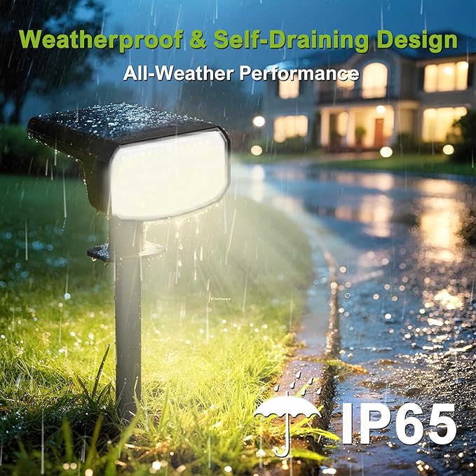 DAMINY Solar Spotlights Waterproof IP65,Auto On/Off,3000K 2 Lighting Modes Solar spot Lights for Garden,Pathway,Yard,Landscape-2 Pack
