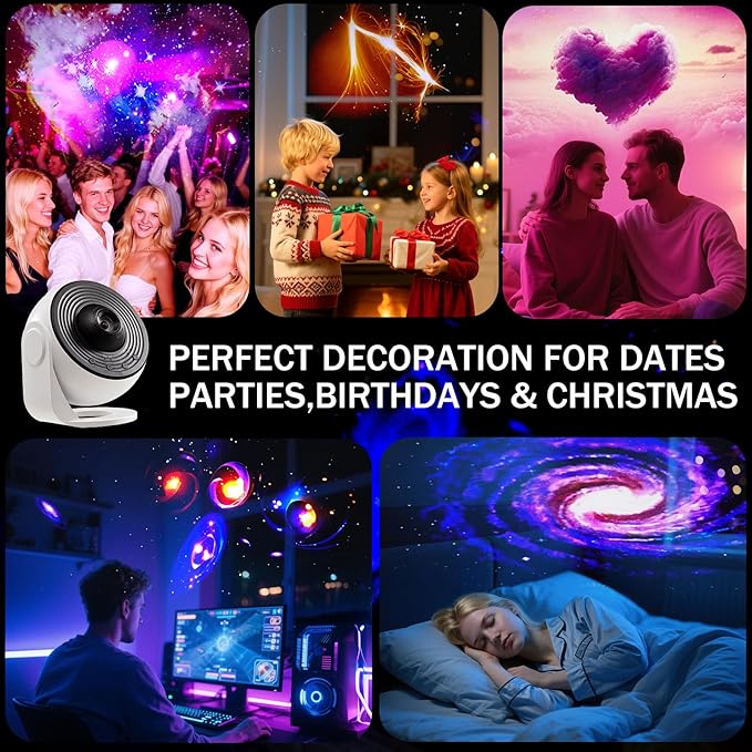 Luxury Galaxy Projector Gift Set – 360° Rotating HD Nebula, 13 Cosmic Discs, Adjustable Brightness & Speed, Auto-Off Timer (1/2H), Perfect for Kids & Adults
