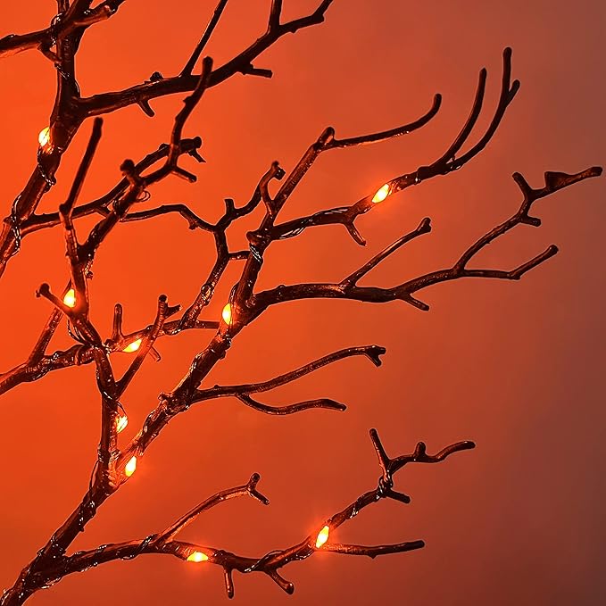 Hairui Halloween Garland with Lights 120 Orange and Purple Bi-Color Fairy Lights 8 Functions, Lighted Black Garland 6FT Battery Operated for Indoor Outdoor Home Halloween Decoration