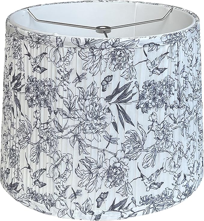 TOOTOO STAR Printed Drum Lamp Shades, pleated lampshade for table and floor lamps, 10.5" top x 12" bottom x 9" high modern Small fabric shades, requires simple assembly