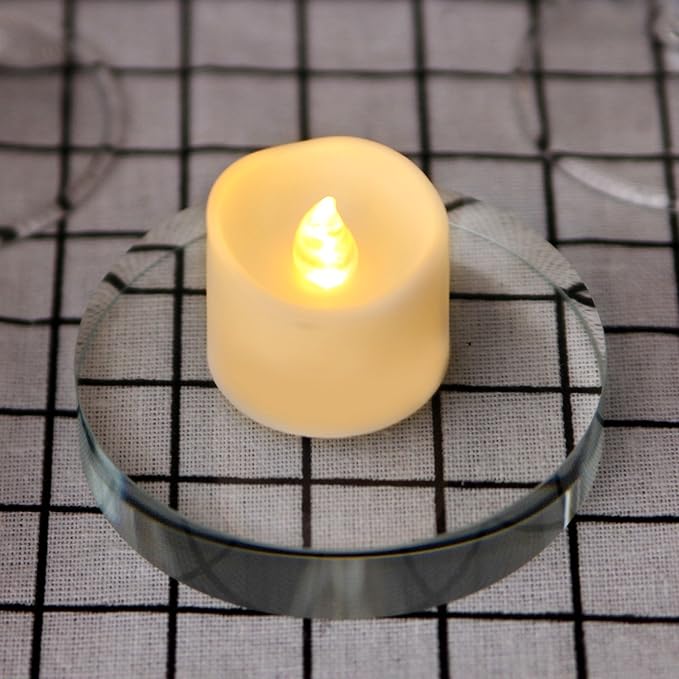 IMAGE Battery Tea Lights with Timer,Flickering Candles 12PCS 6hrs on and 18hrs Off in 24 Hours Cycle Automatically Timing LED Candles Lights with 100 PCS Decorative Fake Rose Petals-Warm White