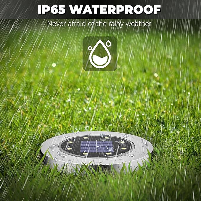 Solar Lights Outdoor 16 Pack, Solar Garden Outdoor Waterproof Pathway Lights Bright In-Ground Light Outdoor Lighting Decor for Lawn, Patio, Yard, Driveway, Step and Walkway White Light