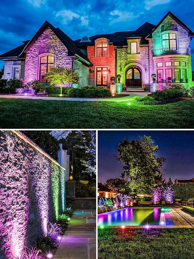 ZUCKEO Low Voltage Landscape Lighting RGB Well Lights Landscape LED In Ground Light, Outdoor Color Changing Landscape Lights, 12-24V Accent Spotlight for Yard Garden Pathway (20Pack with Connectors)
