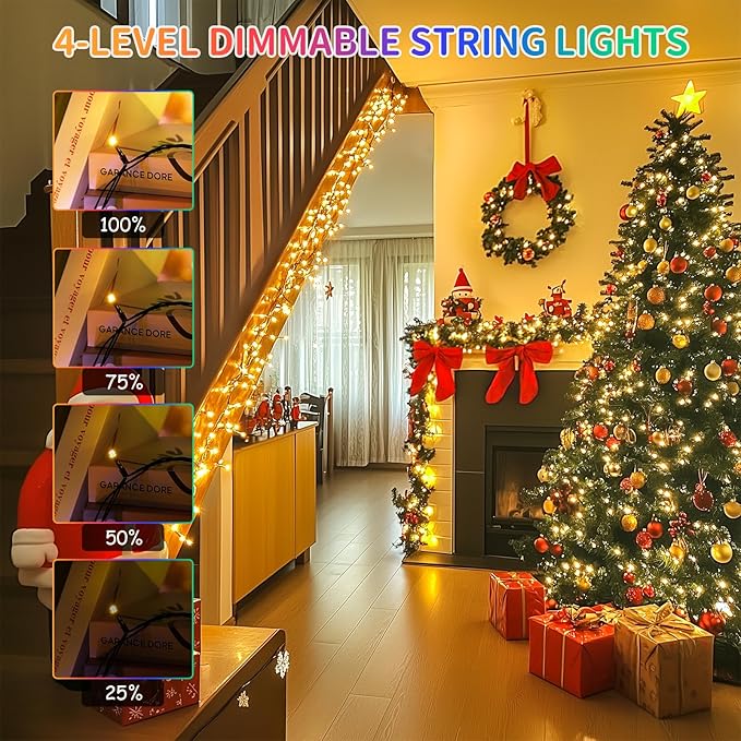 JMEXSUSS Color Changing Christmas Lights, 66ft 200 LED Warm White & Multicolor String Lights Outdoor Waterproof with Remote, Connectable Christmas Tree Lights Plug in for Indoor Xmas Decor