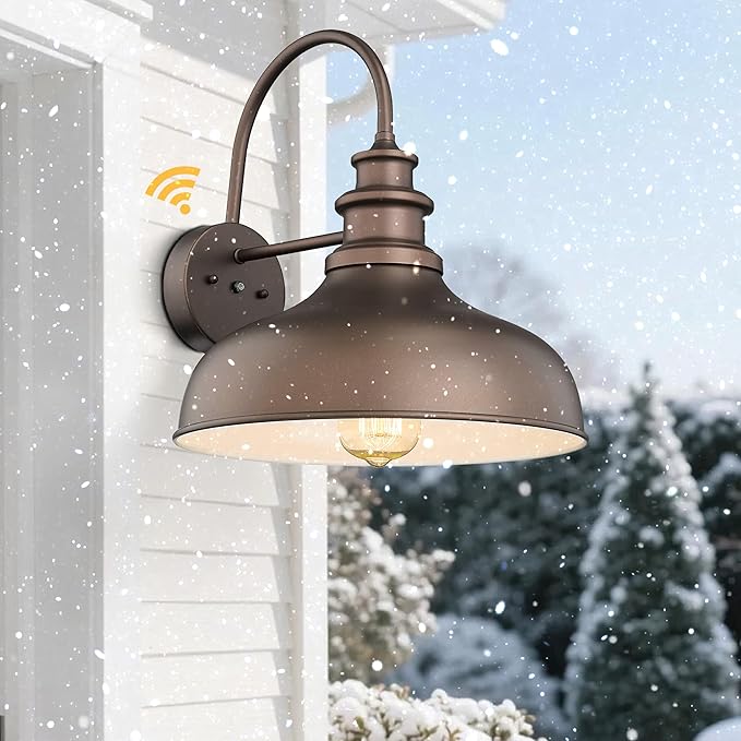 Bestshared 11.5”Dusk to Dawn Sensor Farmhouse Barn Light, Outdoor Wall Sconce, Outdoor Wall Lantern for Porch, Exterior Light Fixtures Porch Lights (Orb+White, 4 Pack)