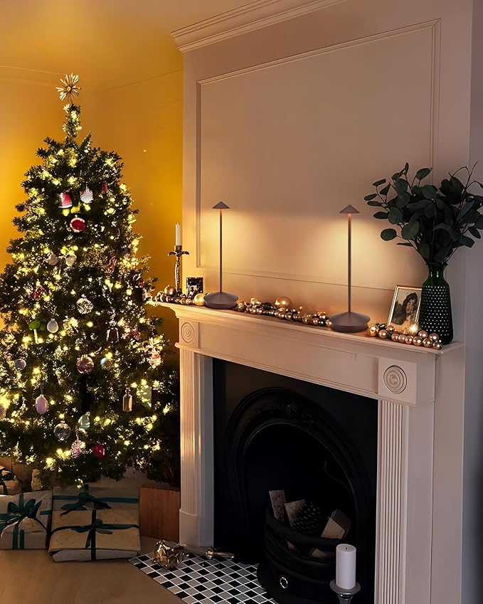 Portable Led Cordless Lamp Table Light 2 Pack, Rechargeable 6000mAh Battery Outdoor Table Lamp for Dinning Restaurant Patio Bedroom Camping, IP54 Waterproof, Dimmable