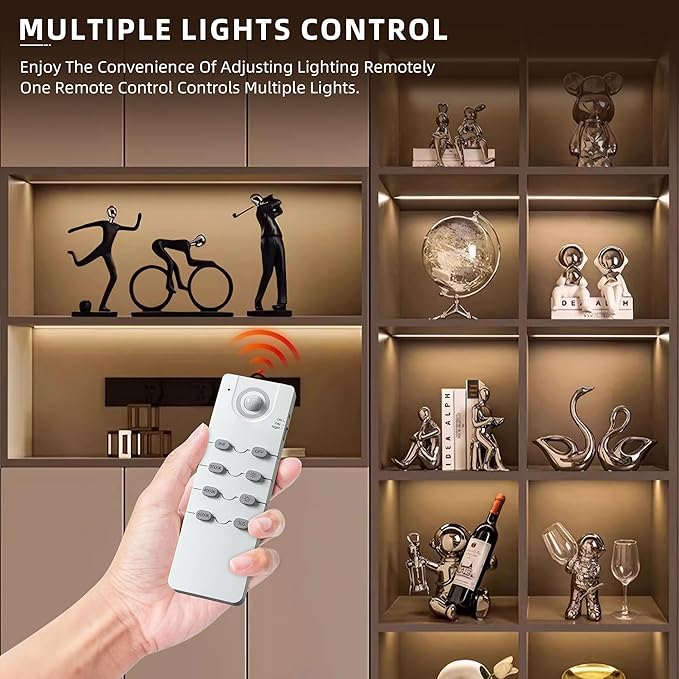 66 LED Under Cabinet Lights Wireless with Full Lighting,Rechargeable Closet Lights with Remote and Motion Sensor Indoor,Under Counter Light with CCT and Dimmable for Kitchen,Stair(5 Pack,7.87inch)