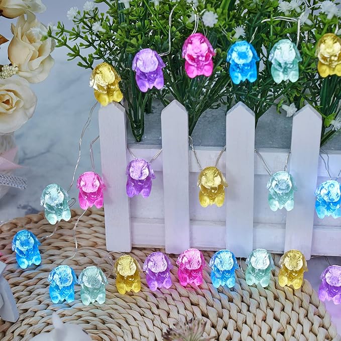 Easter Bunny Ornaments String Lights, Mini Rabbit Fairy Decorative Lights 10 ft 30 LED USB Plug in Battery Operated with Remote for Resurrection Sunday Tabletop House Front Door Patio Decor