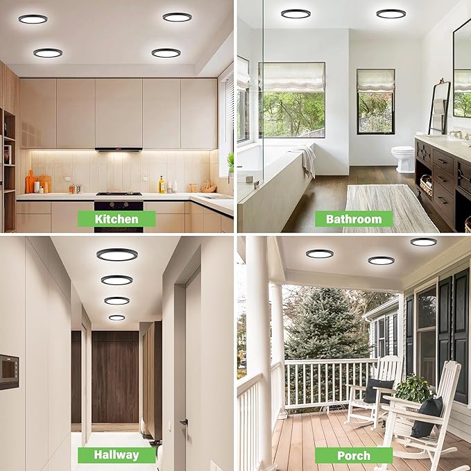 5.4" Flush Mount Ceiling Light Dimmable with ETL CERT, 5000K Black LED Ceiling Lights Ultra Thin Round Ceiling Light Fixture for Bedroom, Bathroom,Kitchen, Hallway,Basement,Closet,28Pack