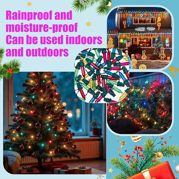 Mudder 60 Count Christmas Replacement Mini Light Bulbs with Base Christmas Tree Incandescent Wire String Lights Replacement Bulbs for Xmas Indoor Outdoor Decoration(Pastel,6vx0.08a)