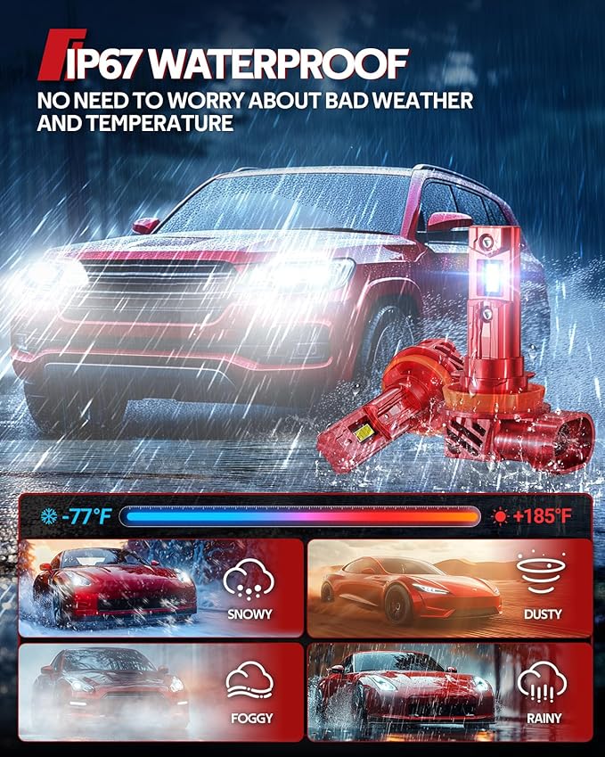 Torchbeam 9005 H11 Bulbs Cambo 90000LM Brightness With Extra Wide View, Canbus Ready 6500K 9005 H11 Fog Lamps 50000+ Hours Wireless Easy Installation, Pack of 4