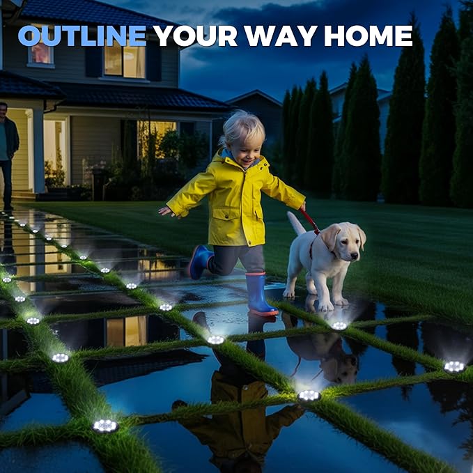 SOLPEX Mini Solar Ground Lights, 12 Pack Solar Lights Outdoor Waterproof, Landscape Lighting for Garden Pathway Driveway Walkway (Cool White)