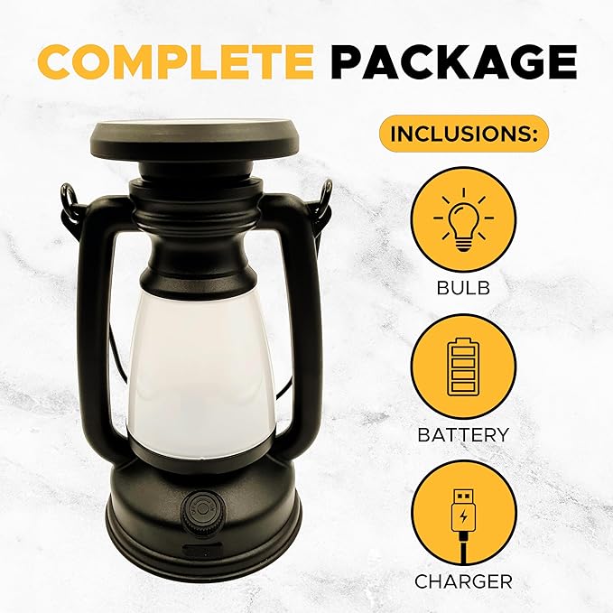 Retro Rechargeable Solar Dimmable USB Camping Lantern Light Hiking Hunting Fishing