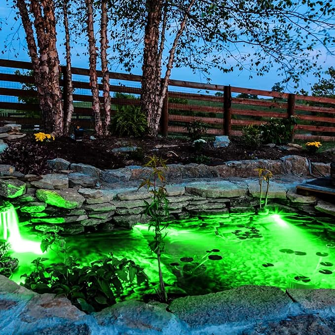 Green Pond Lights, Super Bright LED Underwater Submersible Landscape Spotlights, Switch Control IP68 Waterproof Fountain Lights for Fish Aquarium Tank Garden Yard Tree Pool (Set of 6)