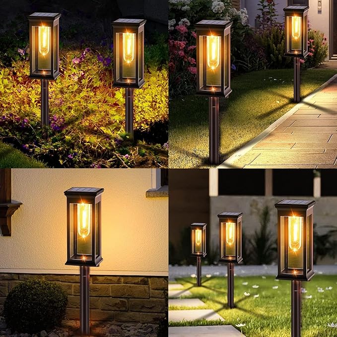 Amzxart 8 Pack Solar Pathway Lights Waterproof, Solar Outdoor Lights,Auto-on/Off Pathway Light Solar Powered for Garden Lawn Patio Decoration