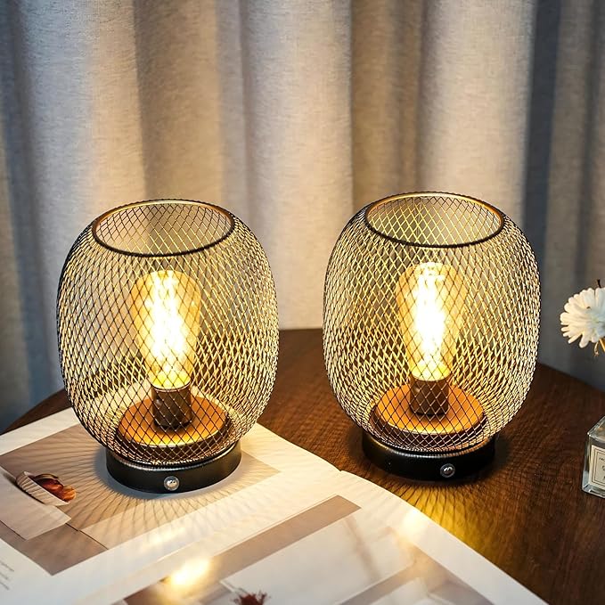 JHY DESIGN Dimmable Touch Lamp Set of 2 Bedside Table Lamp Rechargeable Battery Powered Light with LED Bulb Night Accent Light for Weddings Parties Patio Events for Indoors Outdoors
