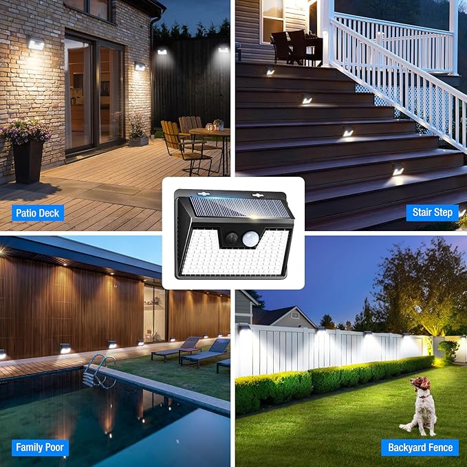Peasur Solar Lights Outdoor Waterproof [12 Packs/140 LEDs], 3 Lighting Modes Solar Motion Sensor Light Outdoor, Ultra Bright Security Lights Outdoor Solar Lights for Outside Fence Yard Patio Deck