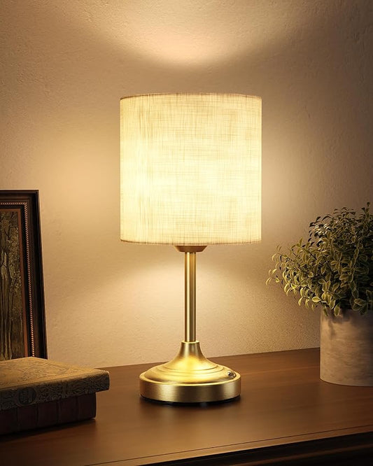 Battery Operated Lamp, 8000mAh, Dimmable, Ambient Light, 2700K, Touch Control, Portable, Small, LED, Wireless, Rechargeable, Cordless, Desk Lamp, Kitchen Lamp, Fabric Shade, for Dining Room, Bedroom