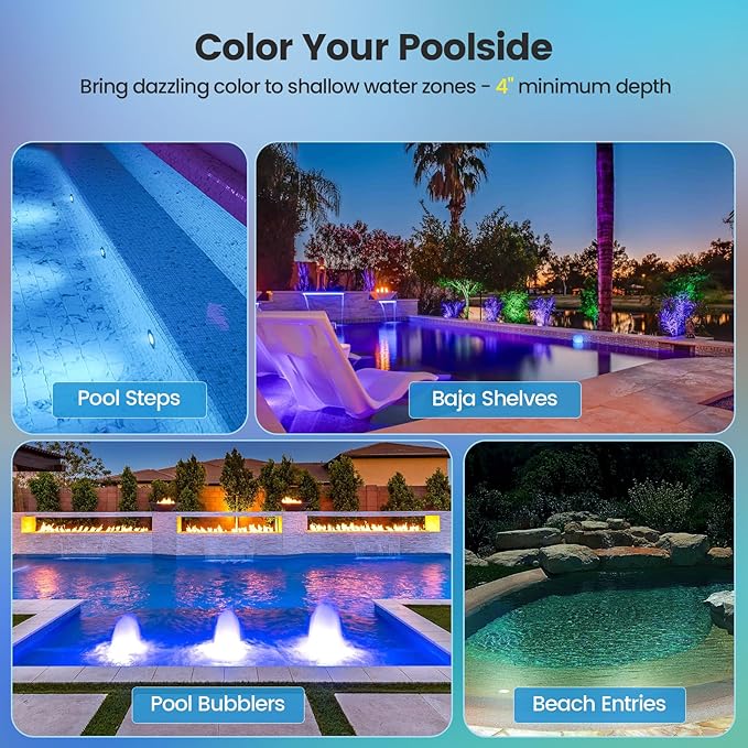 SURAIELEC 1.5 Inch LED Pool Lights for Inground Pool, 12V AC Color Changing Pool Light with Remote, Compatible with Pentair Globrite MicroBrite, for Shallow Water, Steps, Baja Shelves, 100FT Cord