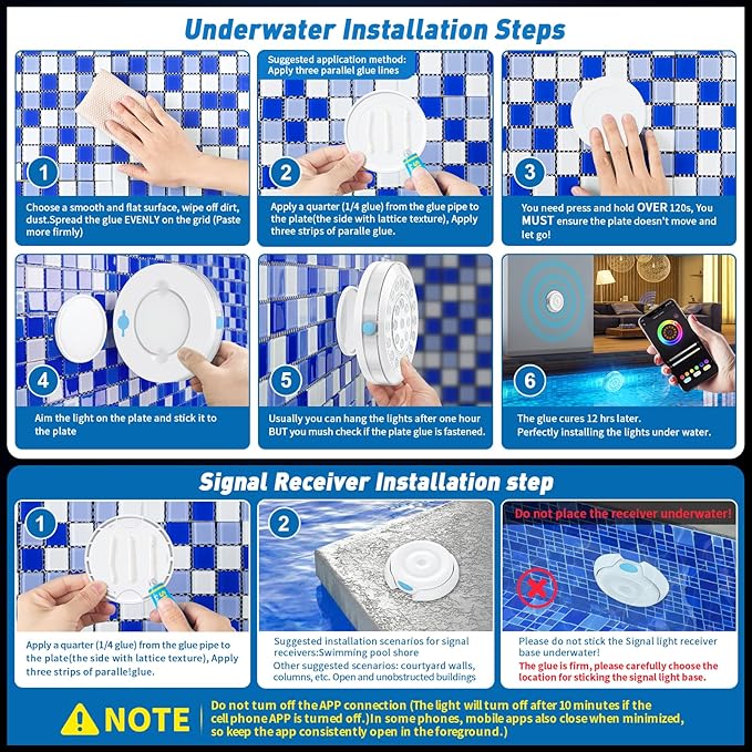 Pool Light, Rechargeable Smart Magnetic Underwater Floating Lights with Remote Control & APP, 4000mAh 300+ Dimmable IP68 Waterproof Light for Above/In Ground Swimming Pools, Ponds, Bathtubs, Party