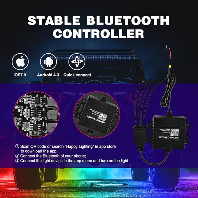 Nilight RGB LED Rock Lights Kit, 4 pods Underglow Multicolor Neon Light Pod with Bluetooth App Control Flashing Music Mode Wheel Well Light for Truck ATV UTV RZR SUV