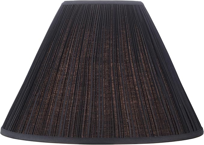 Aspen Creative 33024, Hardback Empire Transitional Spider Lamp Shade, Mushroom Pleated Black Faux Silk Fabric, 7" Top x 18" Bottom x 13" Slant Height