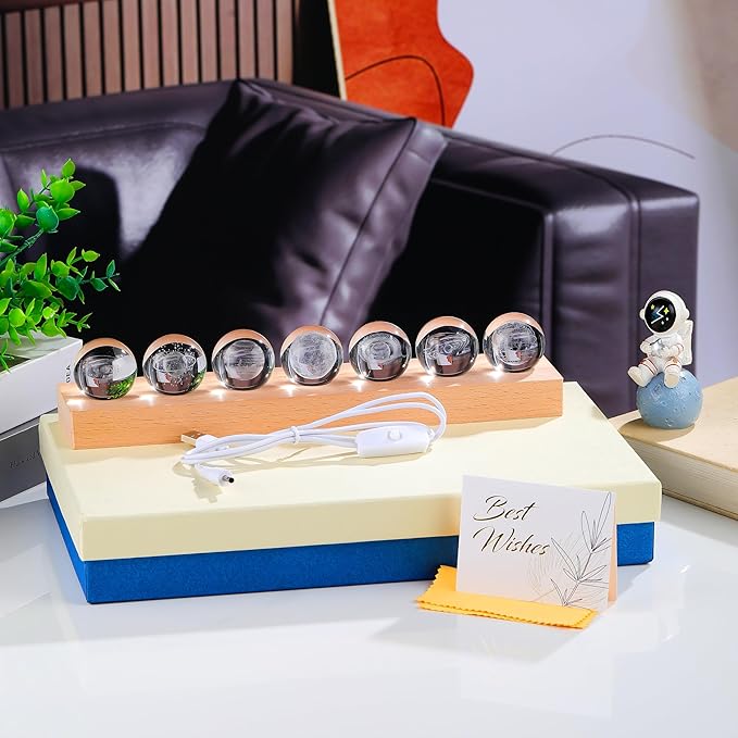 3d Crystal Ball Solar System Crystal Ball with Led Lamp Base - Best Birthday Science Gifts For Man Teacher Boy Kids Girls Men - Galaxy Jupiter Saturn Moon Earth Solar System Space Astronomy Gifts