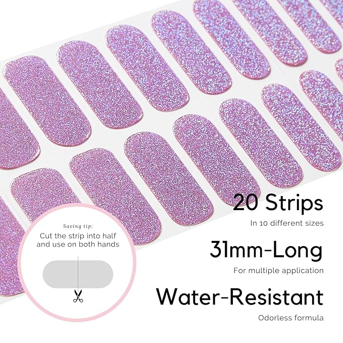 NAILOG Semi Cured Gel Nail Strips - 20 Pcs Stickers | Buy 2 Get 1 UV Lamp | Extra Long Wraps With Glossy Gel Finishing | Coco