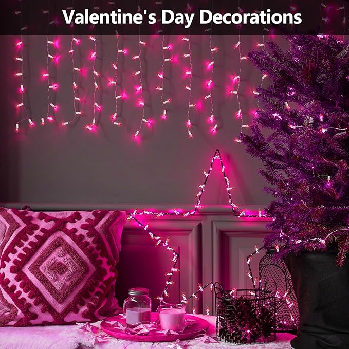 100 Count Mini Pink Lights String, 21ft Christmas Tree Lights Plug in,Christmas Pink String Lights for Room, Valentine's Day Outdoor Porch Decor Birthday Celebrations and Weddings Decorations