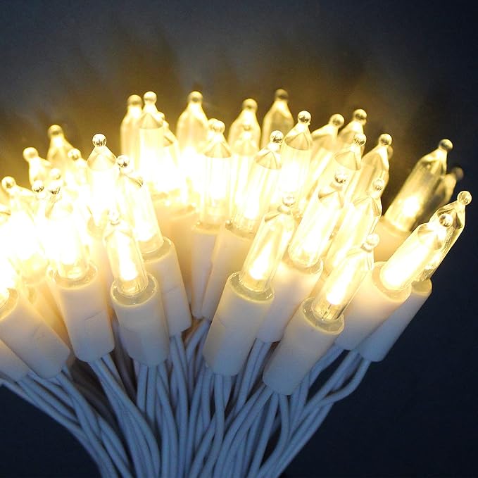 Mini Christmas Lights Battery Operated 33FT 100 LED White Wire String Lights with Remote Timer 8 Modes for Indoor Outdoor Tree Wreath Wedding Patio Decor, Warm White