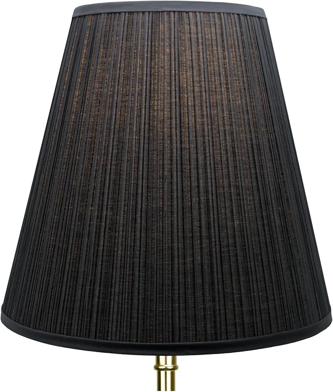 FenchelShades.com Lampshade 9" Top Diameter x 16" Bottom Diameter x 15" Slant Height with Washer (Spider) Attachment for Lamps with a Harp (Pleated Black)