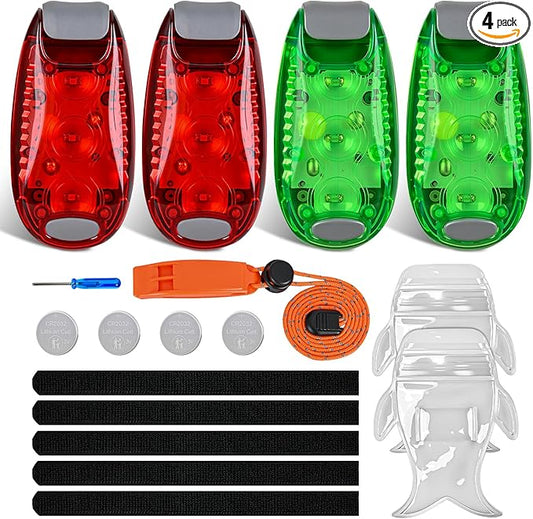 Nilight LED Safety Light 4PCS Red Green Marine Navigation Bike Tail Lights Three Modes Waterproof Reflective Gear Clip On Flash Strobe Indicator Lamp for Night Boating Fishing Cycling Jogging