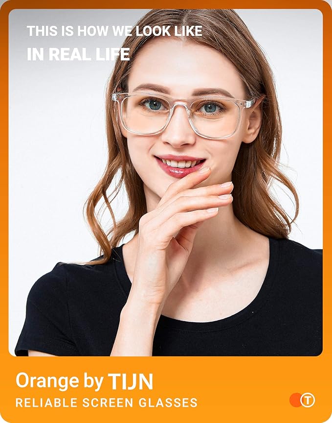 TIJN Sleep Glasses Blue Green Light Blocking Dual AR Coatings Amber Lens for Computer Gaming Screen Fatigue & UV Protection