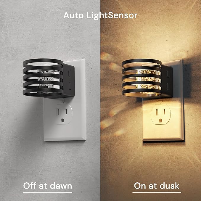 L LOHAS LED Night Lights Plug into Wall, 2 Pack 3CCT Night Light with Dusk to Dawn Sensor, Amber/3000K/5000K Color Changing Night-Lights, Adjustable Brightness, for Hallway Bedroom Home Decor