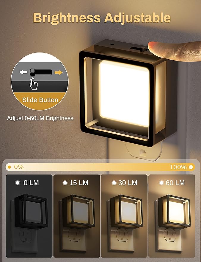 LED Night Light, DORESshop Night Lights Plug Into Wall [4 Pack] with Dusk-to-Dawn Sensor, Dimmable Nightlights, Adjustable Brightness for Bathroom, Hallway, Bedroom,Kids Room,Stairway,Soft White 3000K
