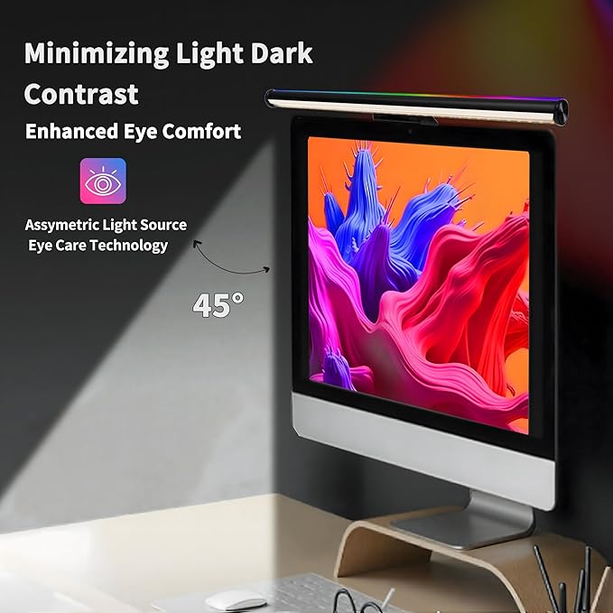 Hive Vibes 17" Monitor Light Bar with RGB Backlight, Wireless Remote and App Control, Stepless Dimming, Eye Care, Multiple Color Modes, Anti-Glare Desk Lamp for Home and Office